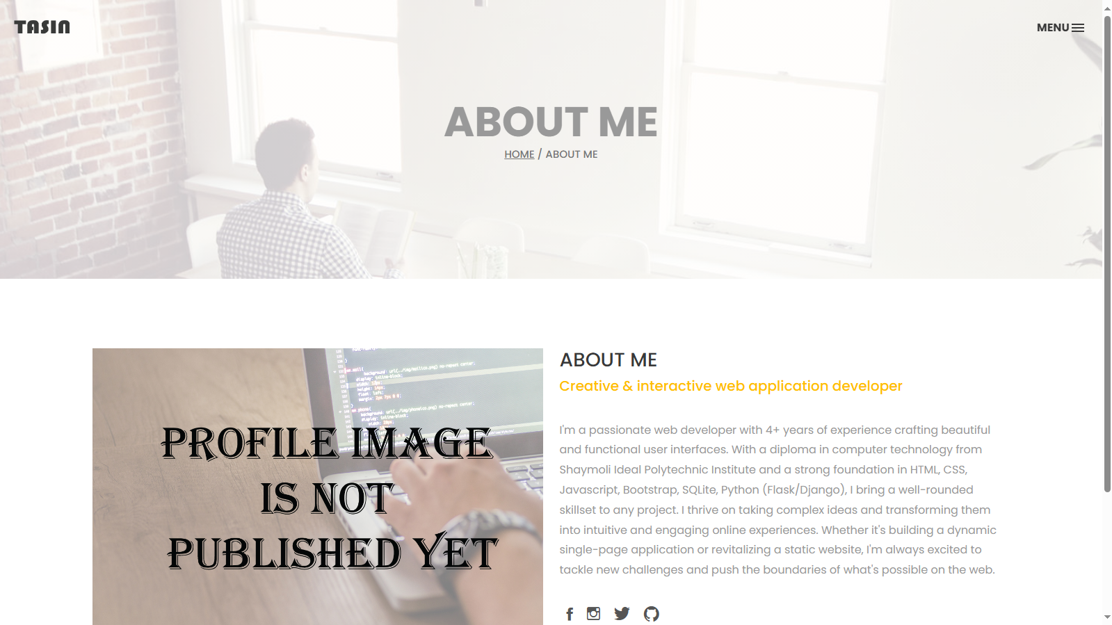 Personal portfolio website | M.T.Tasin